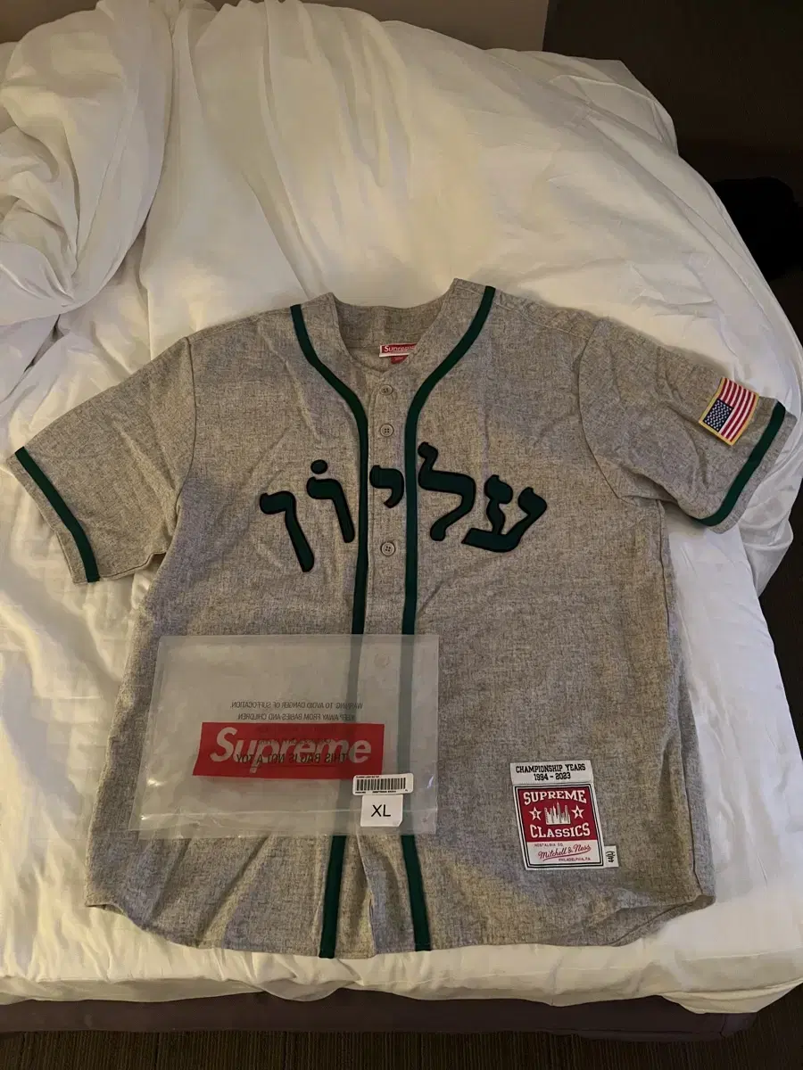 Supreme Mitchell & Ness Wool Baseball Jersey Gray L