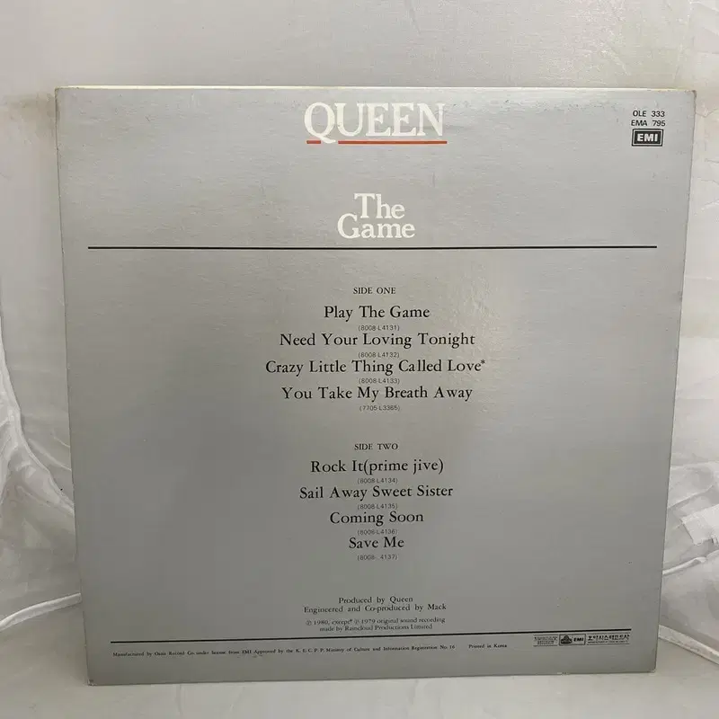 QUEEN THE GAME LP / AA3012