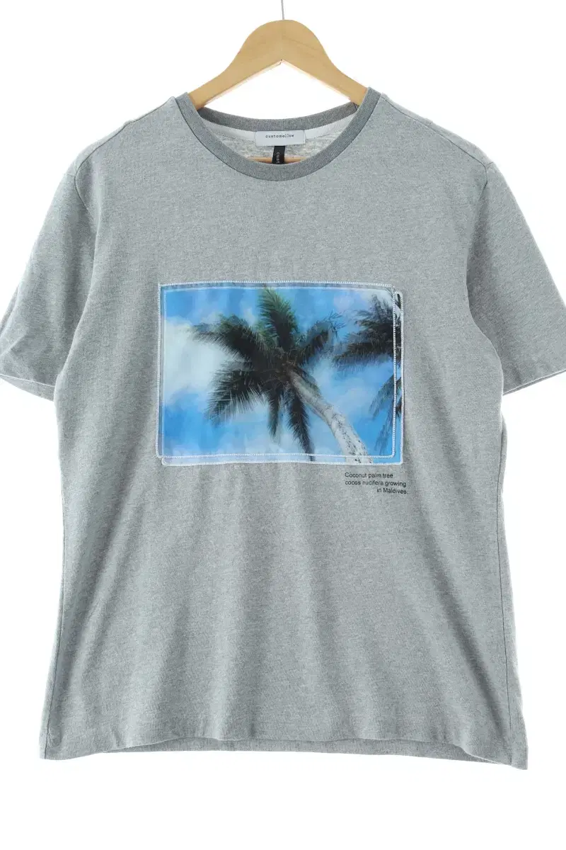 (M) Custom mellow short sleeve t-shirt gray palm tree graphic old school-DF65