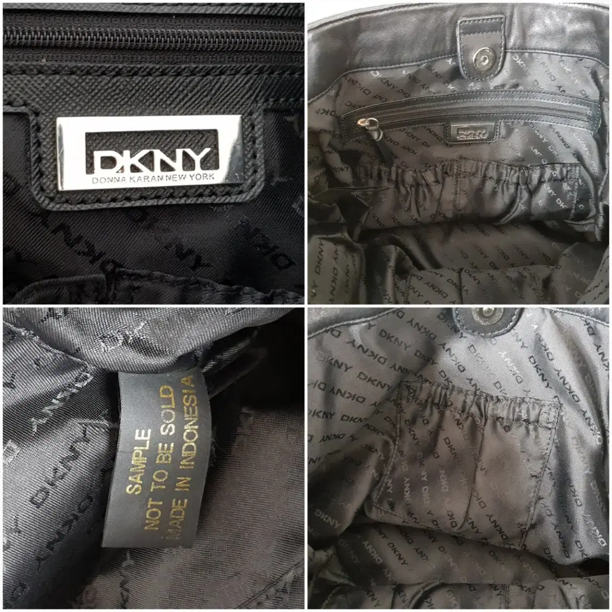 DKNY 천연가죽 브라운 파이톤 뱀피 뱀가죽 스웨이드 배색 숄더백 블랙