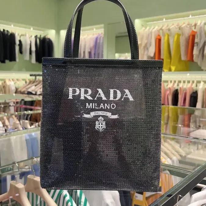 PRADA 프라다 시퀸 로고 토트백 파우치 포함