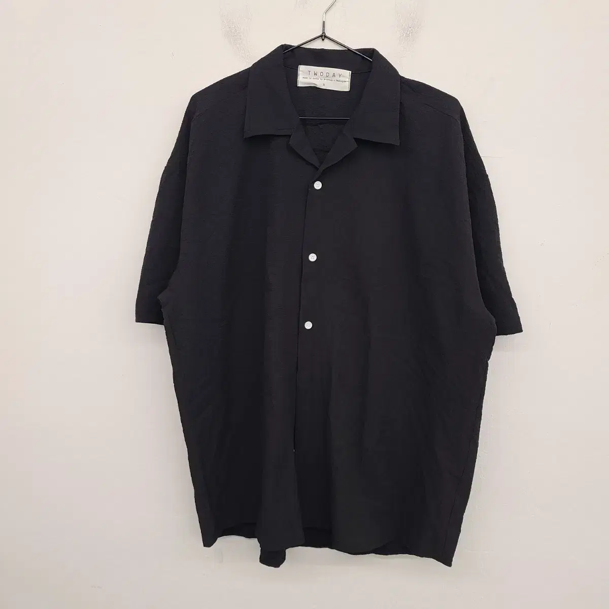 [110/XXL] Bimono Seersucker Open kara Vahn Shirt