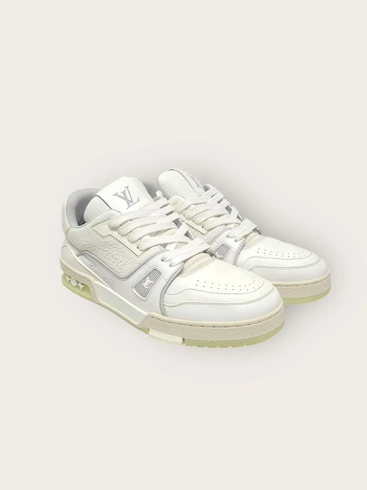 [6.5] Louis Vuitton White LV Leather Trainers Sneakers