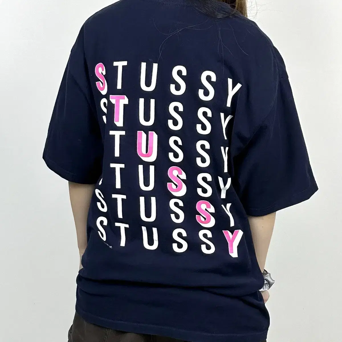 Stussy 스투시 스펠아웃 네이비 반팔티