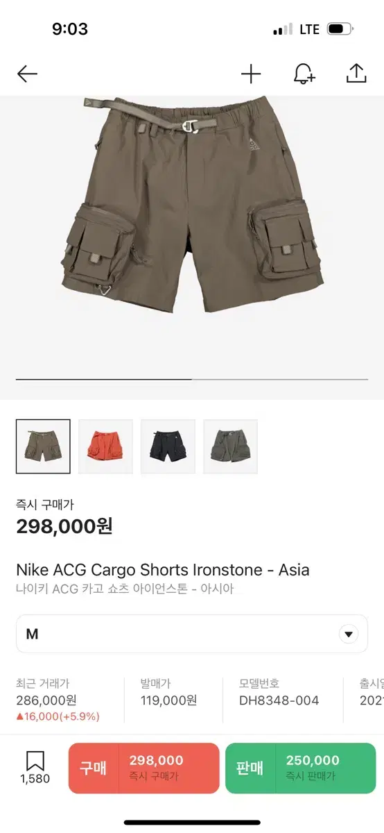 Nike ACG Cargo Shorts  M사이즈 아이언스톤