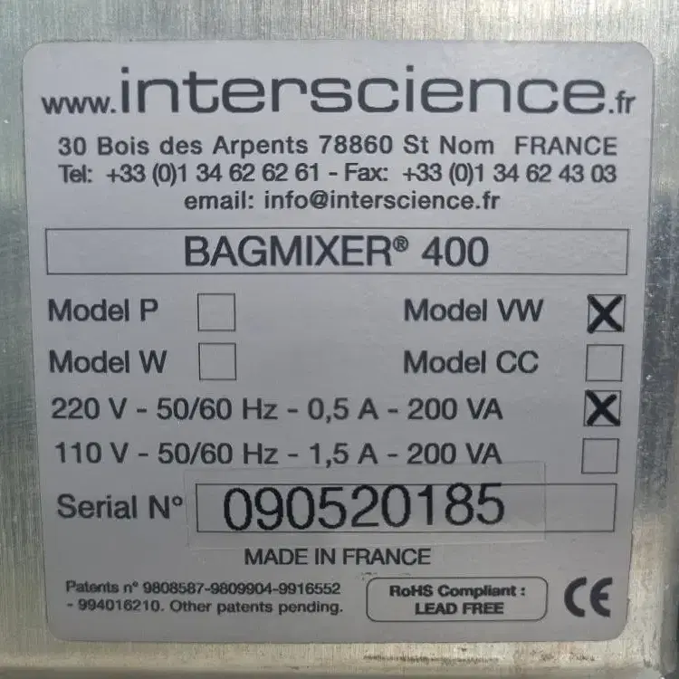 interscience BagMixer 400VW.