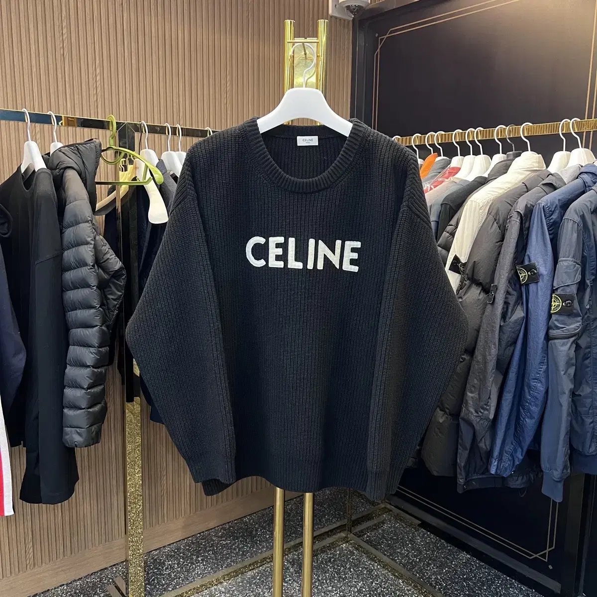 Seline Ribbed Logo Patch Wool Knit