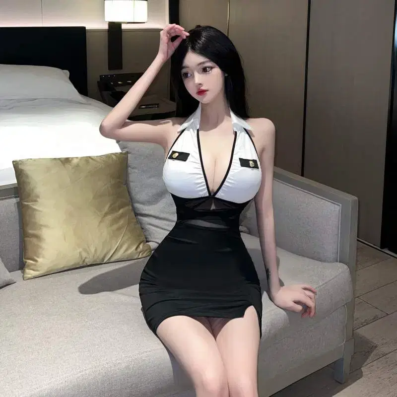 카라 시스루 스키니 원피스 판매(새상품)