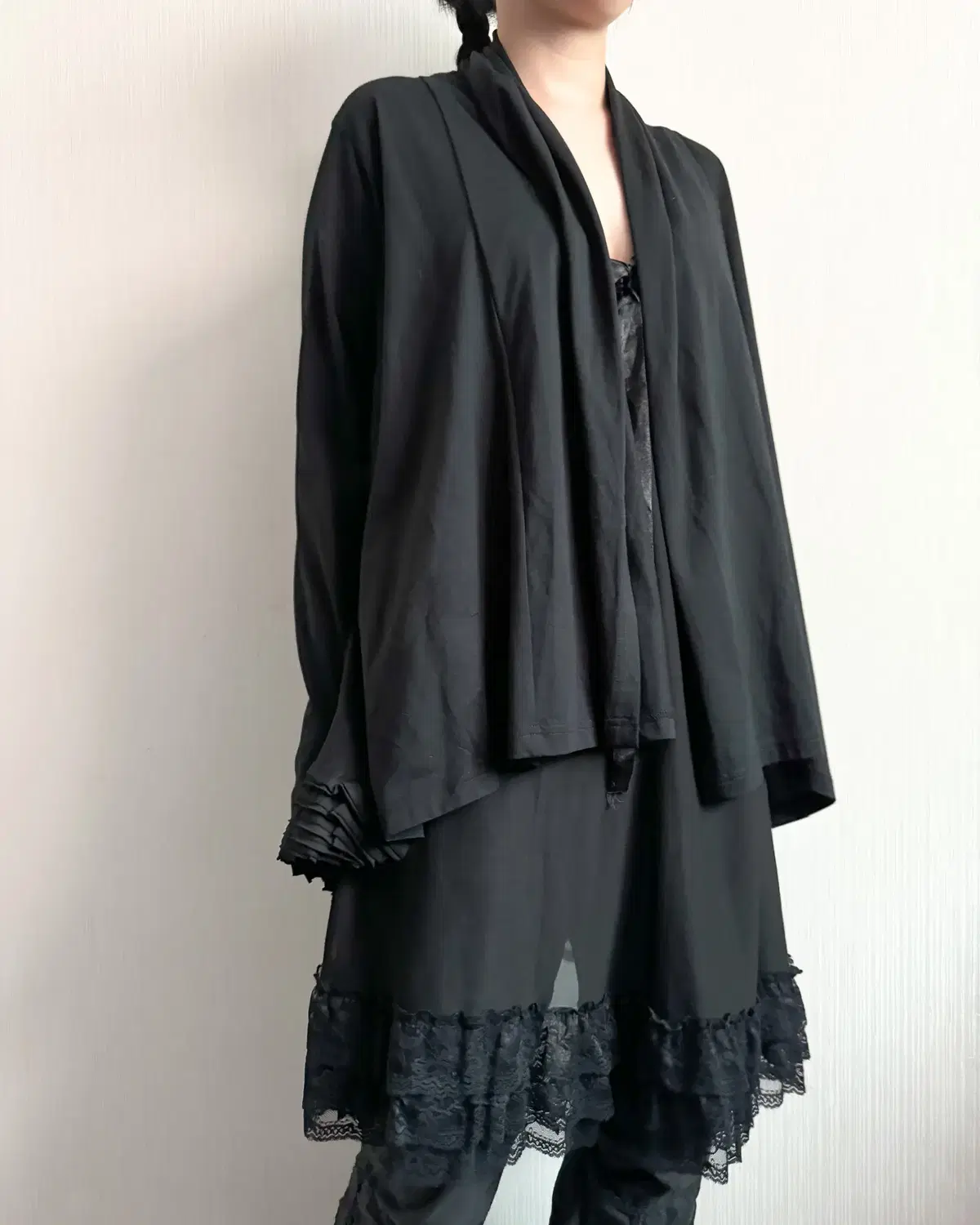 Loose fit drape open cardigan