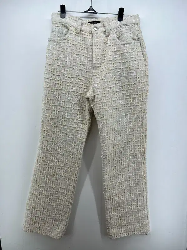 Size 1 Douglasthiste Wool Check Trousers Pants Cream Wide Fit