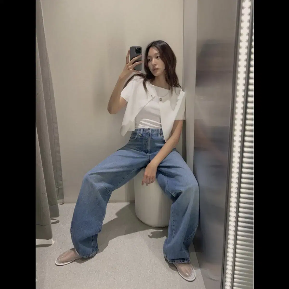 zara 자라 리넨 니트 크롭 재킷 (새상품)