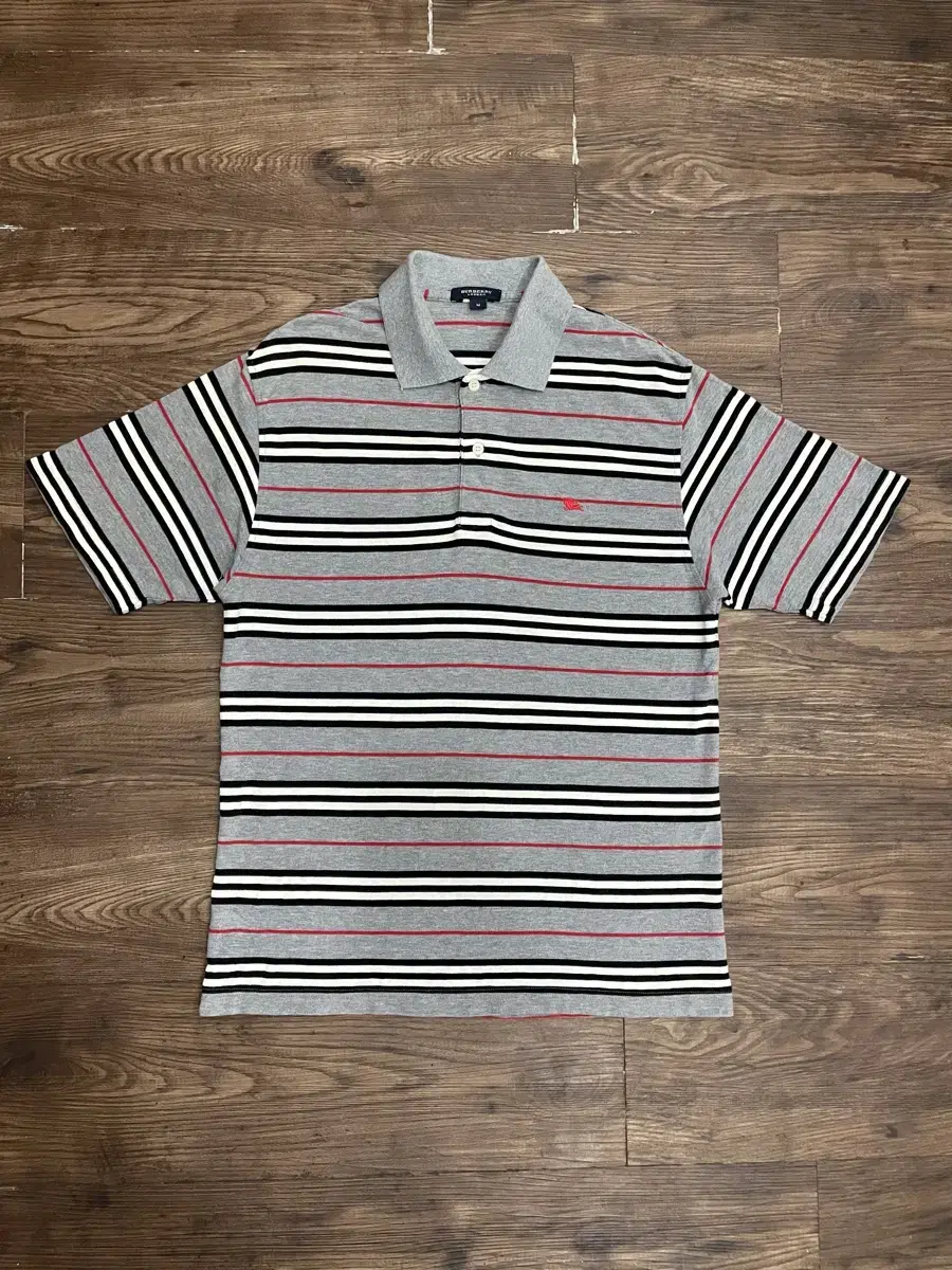 Burberry Logo Striped Polo Shirt PK Short Sleeve Karati Gray