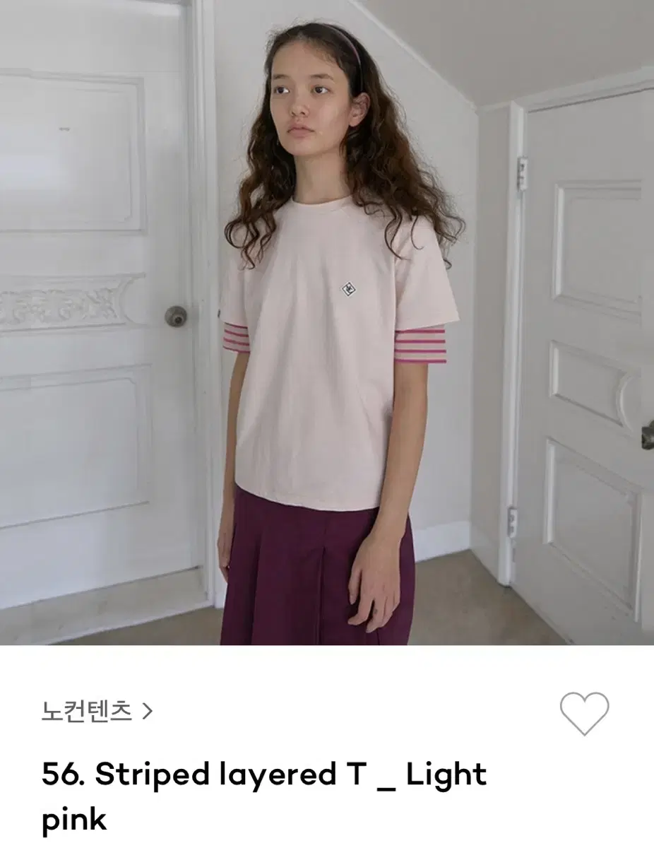 No-Content Striped Layered Tee Pink