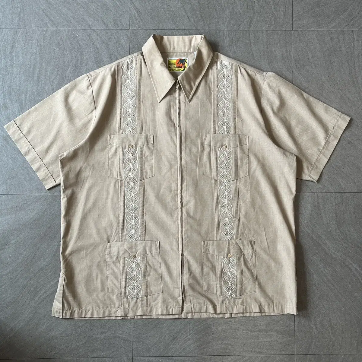 Vintage Havand Guayabera Beige Shirt