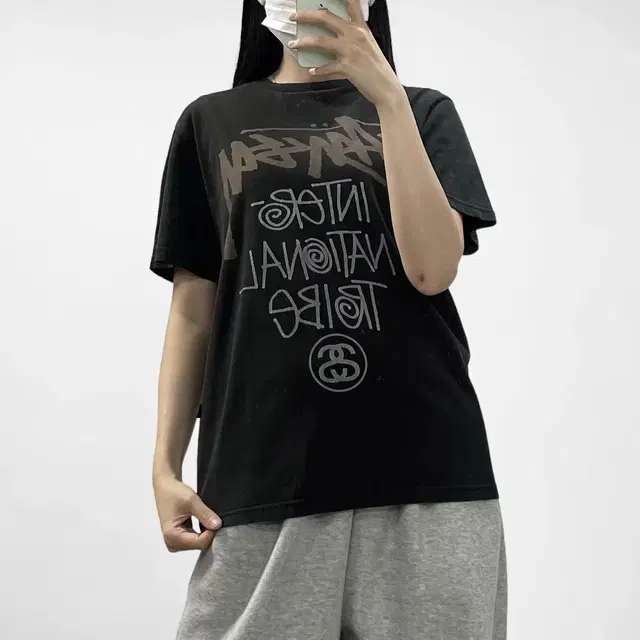 스투시 Stussy 00s 트라이브 브라운 로고 반팔 티셔츠