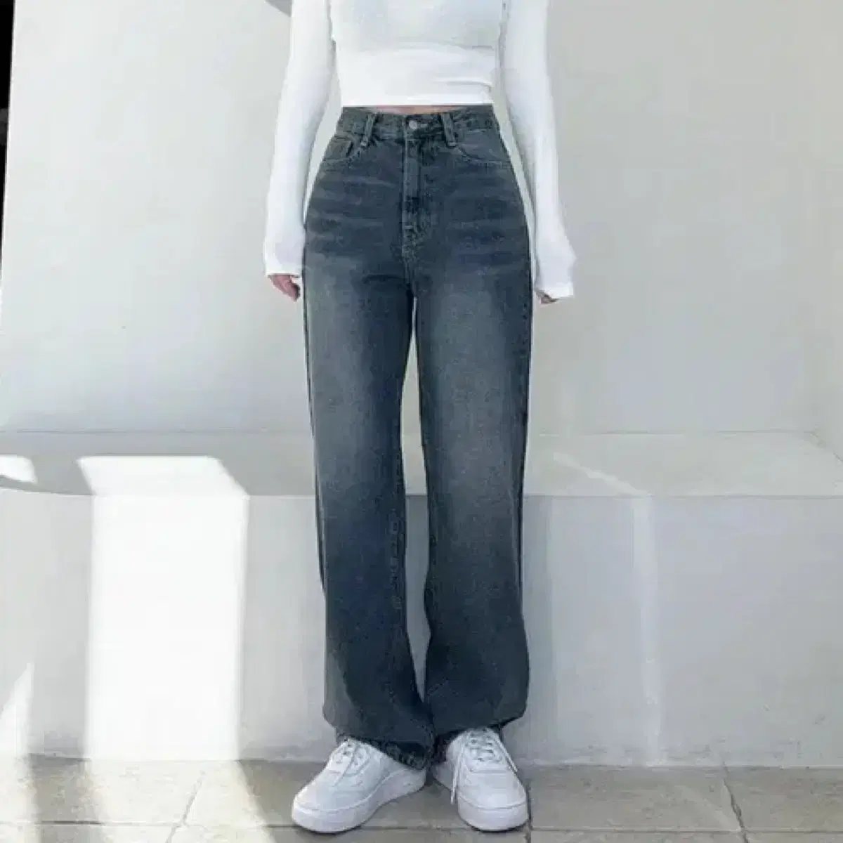 Blimmin' Jin Overfit Deep Brushed Long Wide Denim Pants Abby Pants