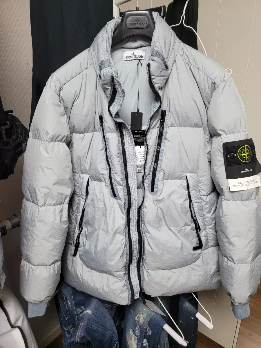 Stone Island Crinklapse Non-Hooded Puffer XXL 2XL Pearl Gray