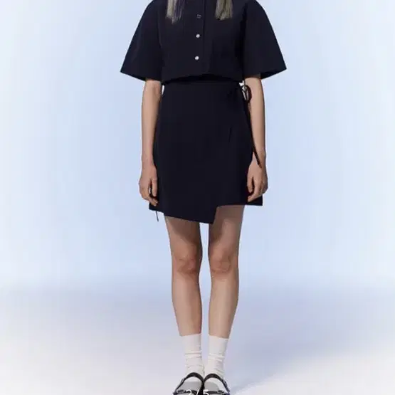 구호플러스 컷아웃 Shirts Mini Dress Navy (KE3371