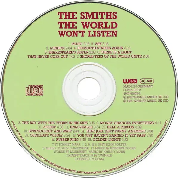 The Smiths - The World Won't (CD) 유럽반NM-