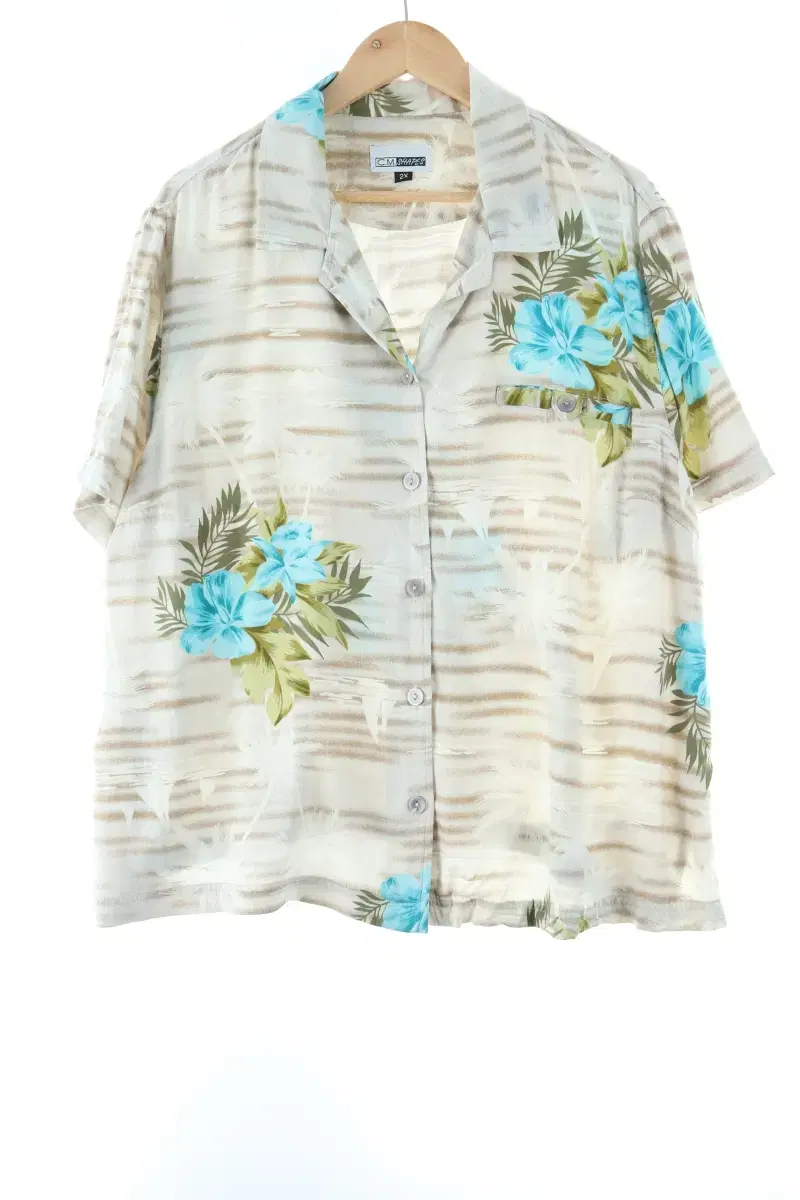 (2XL) Brand Vintage Short-Sleeved Shirt Men's Big Size Hawaiian-E110