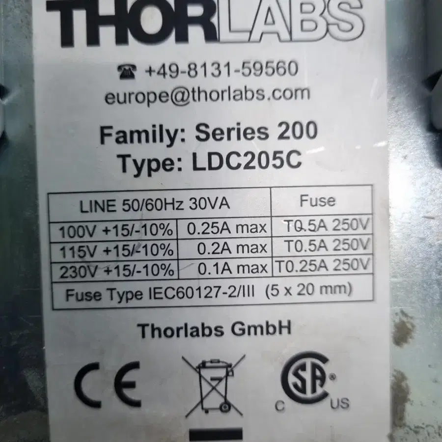 THORLABS LDC 205C Laser DiodeController.