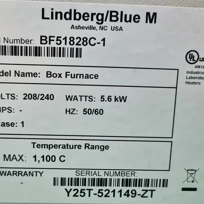 Thermo Lindberg/Blue M BF51828C-1  전기로.