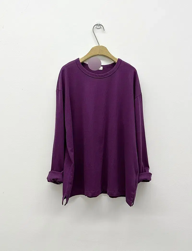 [New Product] High-density 100% cotton brand-supplied purple long-sleeved T-shirt cotton T-shirt