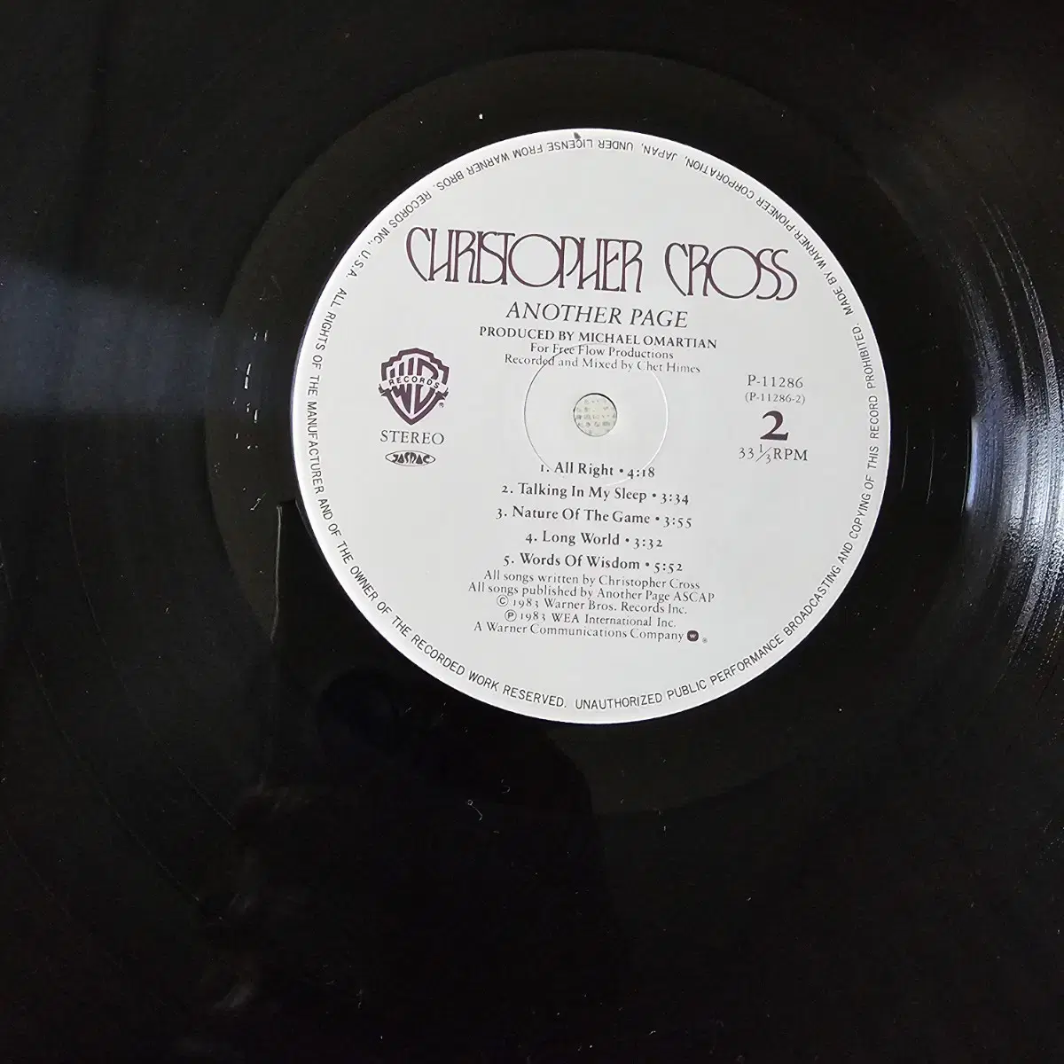 Christopher Cross - Another Page LP