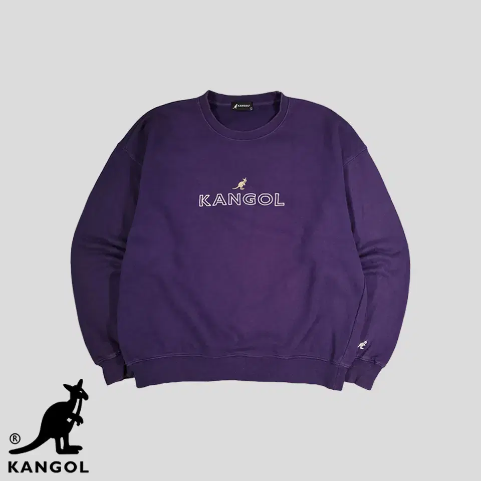 KANGOL 캉골 JP 퍼플 캥거루 스펠로고 헤비코튼100 맨투맨 티셔츠