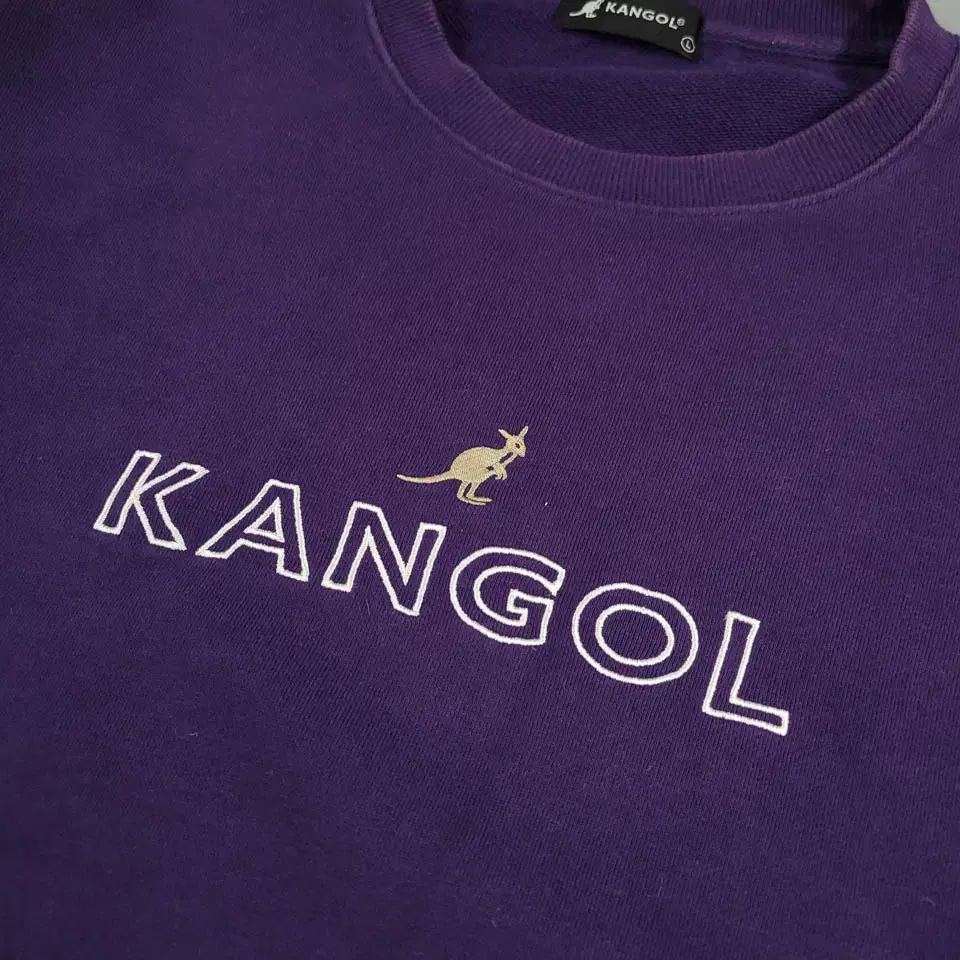 KANGOL 캉골 JP 퍼플 캥거루 스펠로고 헤비코튼100 맨투맨 티셔츠