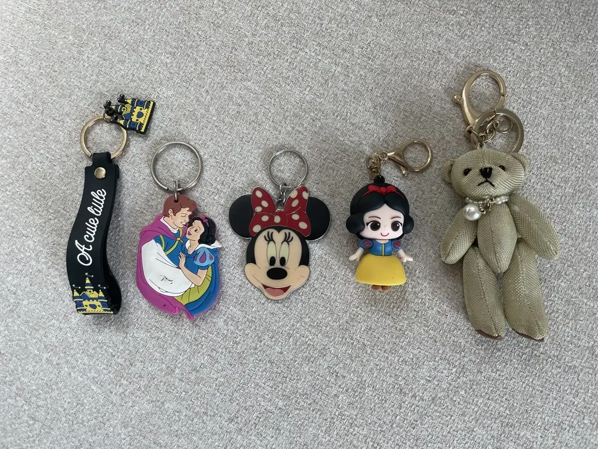 Collection of non-Disney character keyrings