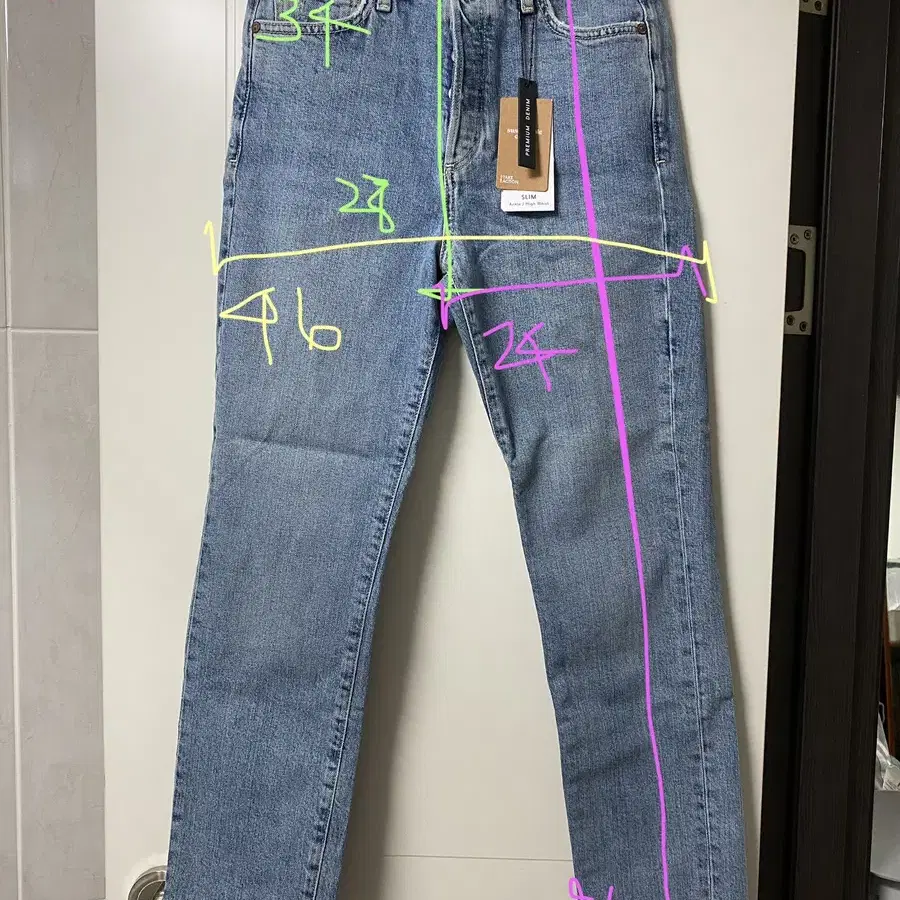 새상품 망고 일자 슬림 청바지 36 허리27