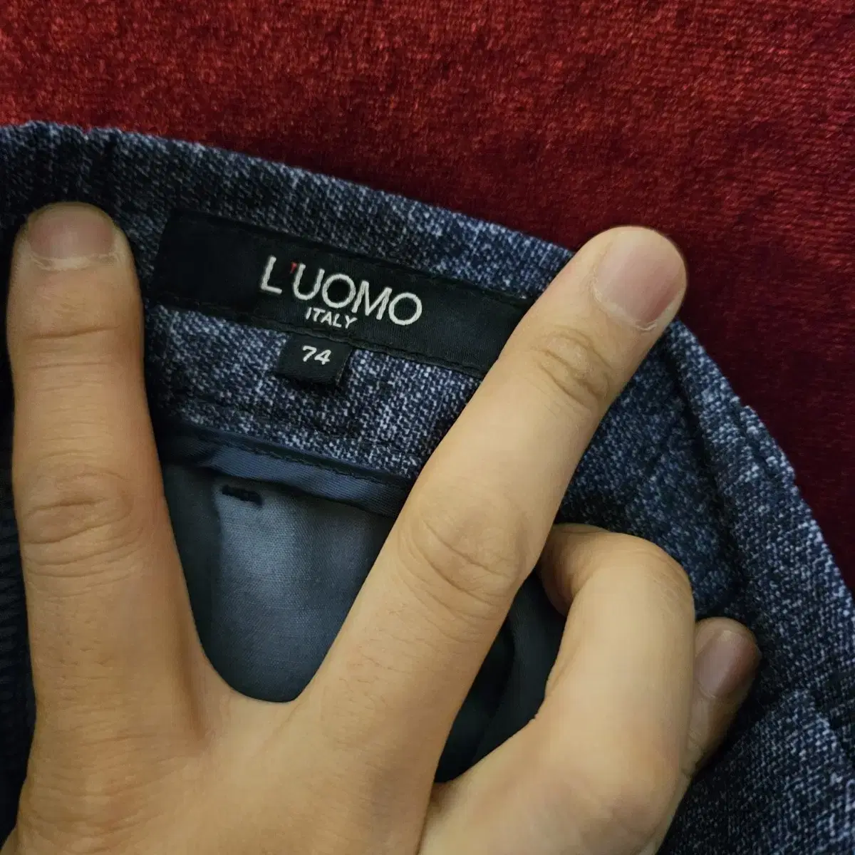 L'UOMO 워모 블루 헤링본 여름 밴딩 슬렉스 74size(28-29)