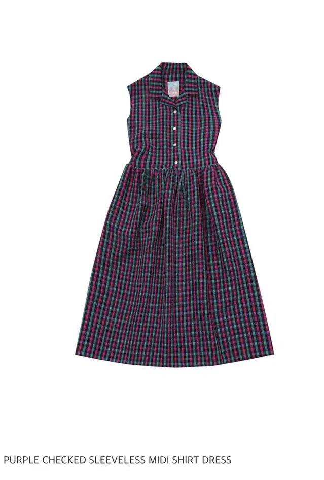 챈스챈스 PURPLE CHECKED SLEEVELESS MIDI SHIR