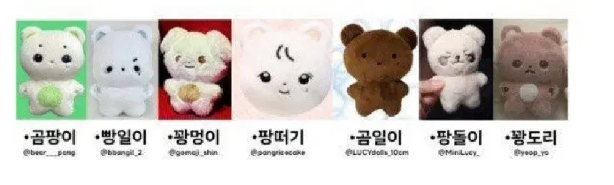 루시 광일 인형 곰팡이 팡일이 꽝멍이 팡떠기 곰일이 팡돌이 꽝도리 엽톨이