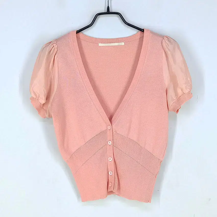 Olive de Olive Women's Satin Sleeve V-Neck Cardigan Pink82 (HU32756)