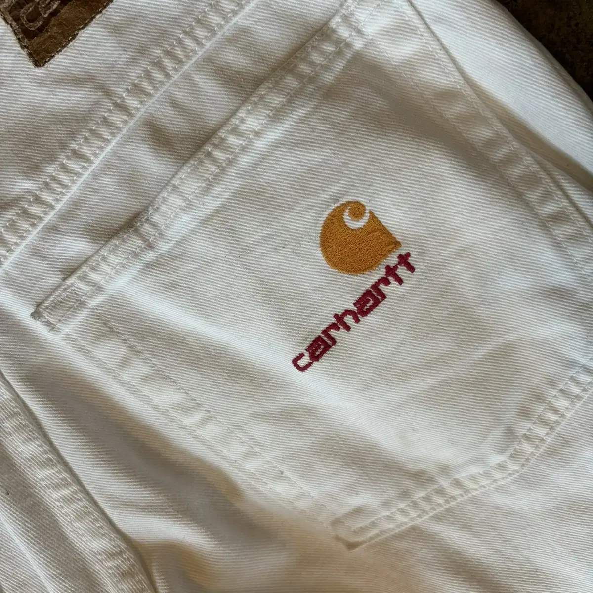 Carhartt work denim pants white