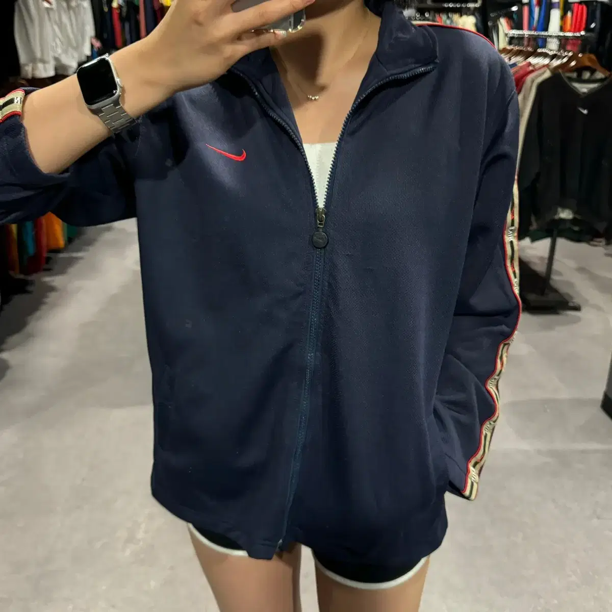 (485) NIKE Nike Swoosh Pointline Jersey Jacket Navy