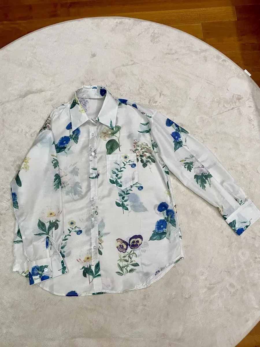 New)Flower organza shirt