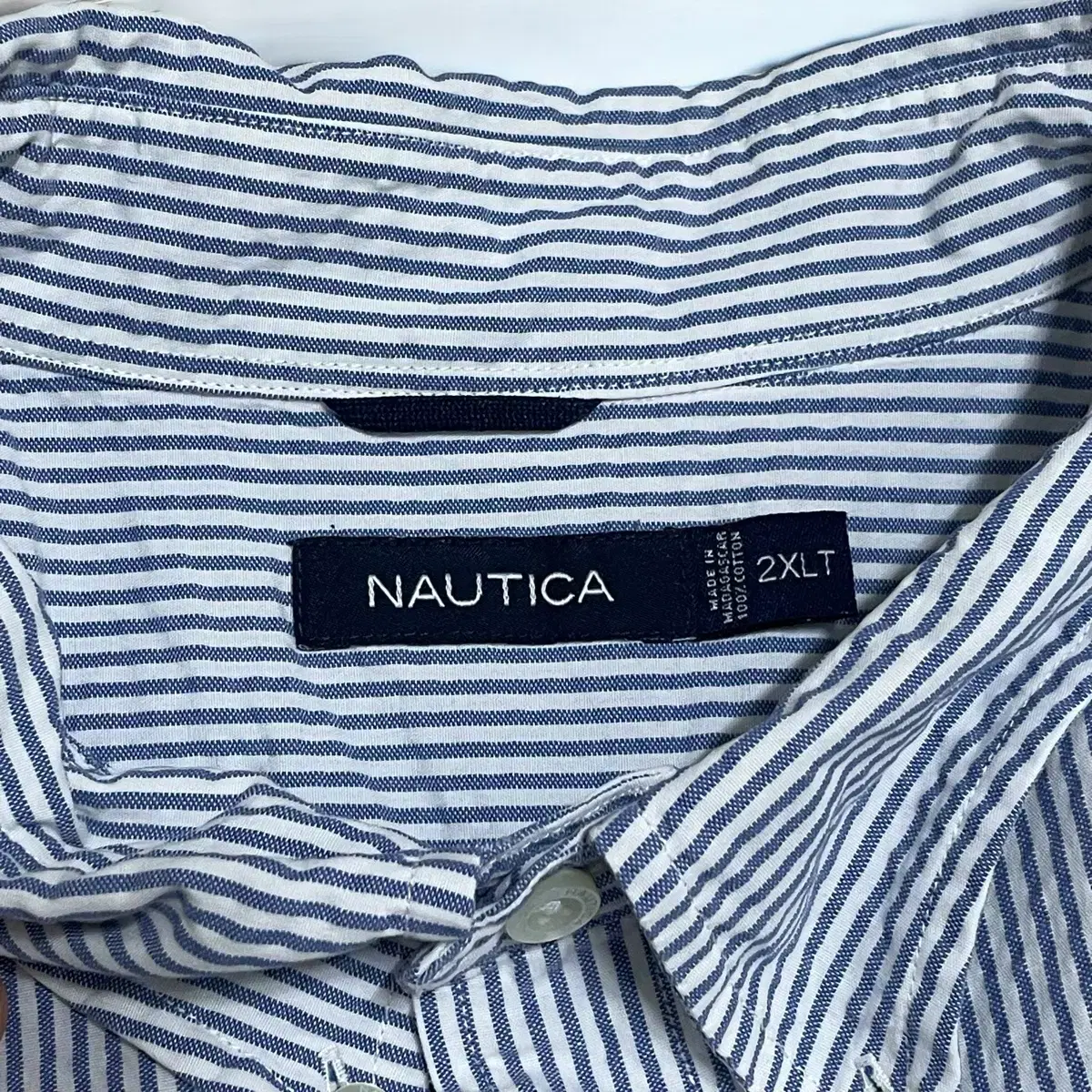 Nautica Button Shirt Seersucker Blue Str