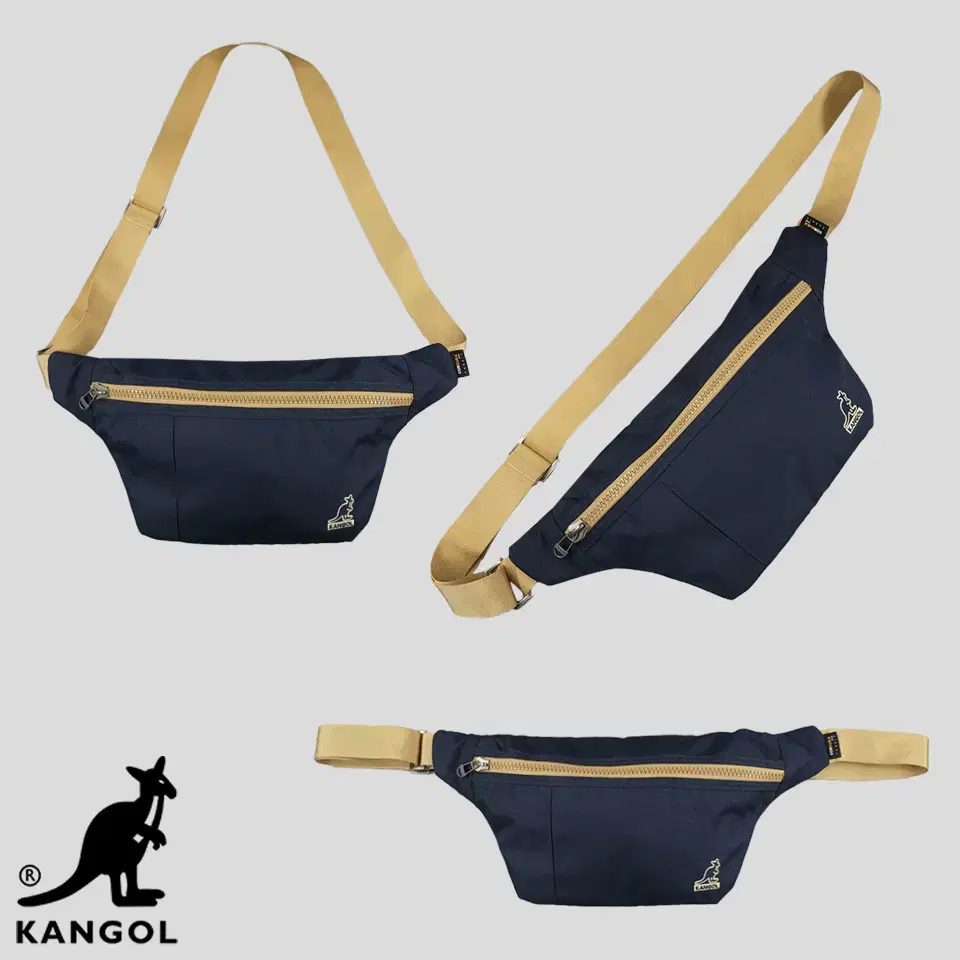 Cangol navy beige logo embroidery glamping cordura woven slingback waist bag waist bag bag