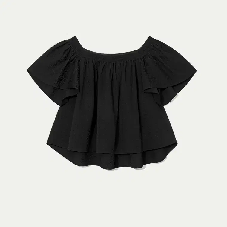 킨더살몬 블라우스 블랙 Wavy Smocked Blouse Black