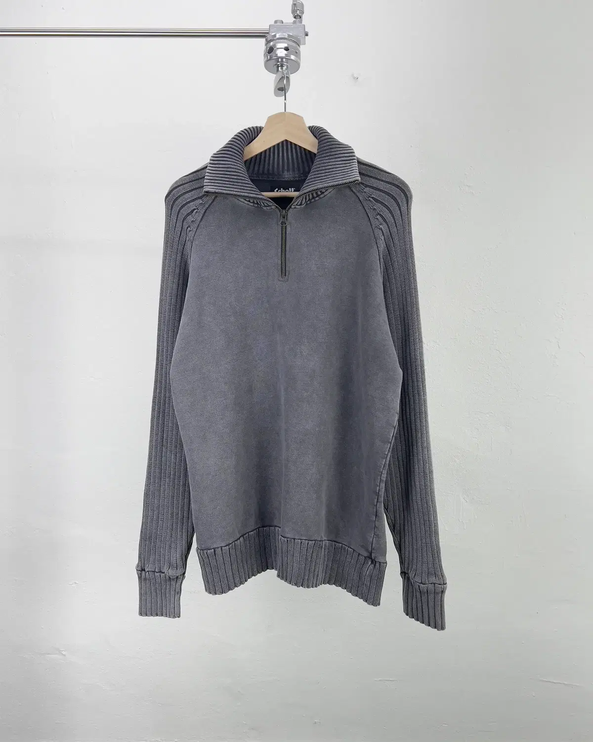 Short gray half zip-up knit