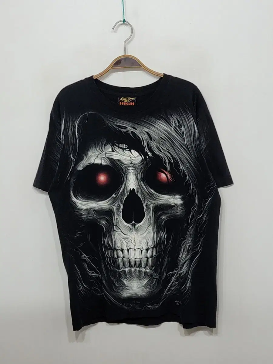 (L) Skull Short Sleeve Tee Black Skull Cotton T-Shirt Metallica