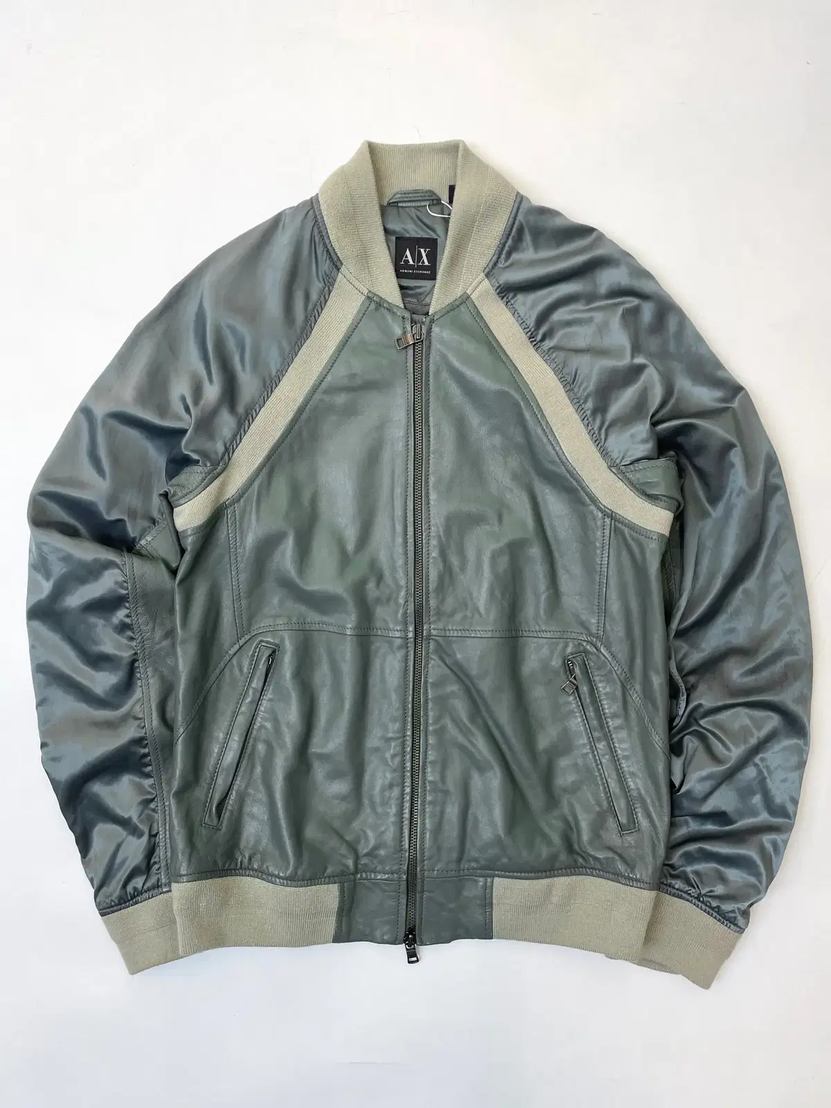 Armani Exchange Two-Way Lamb Leather Nylon Jacket