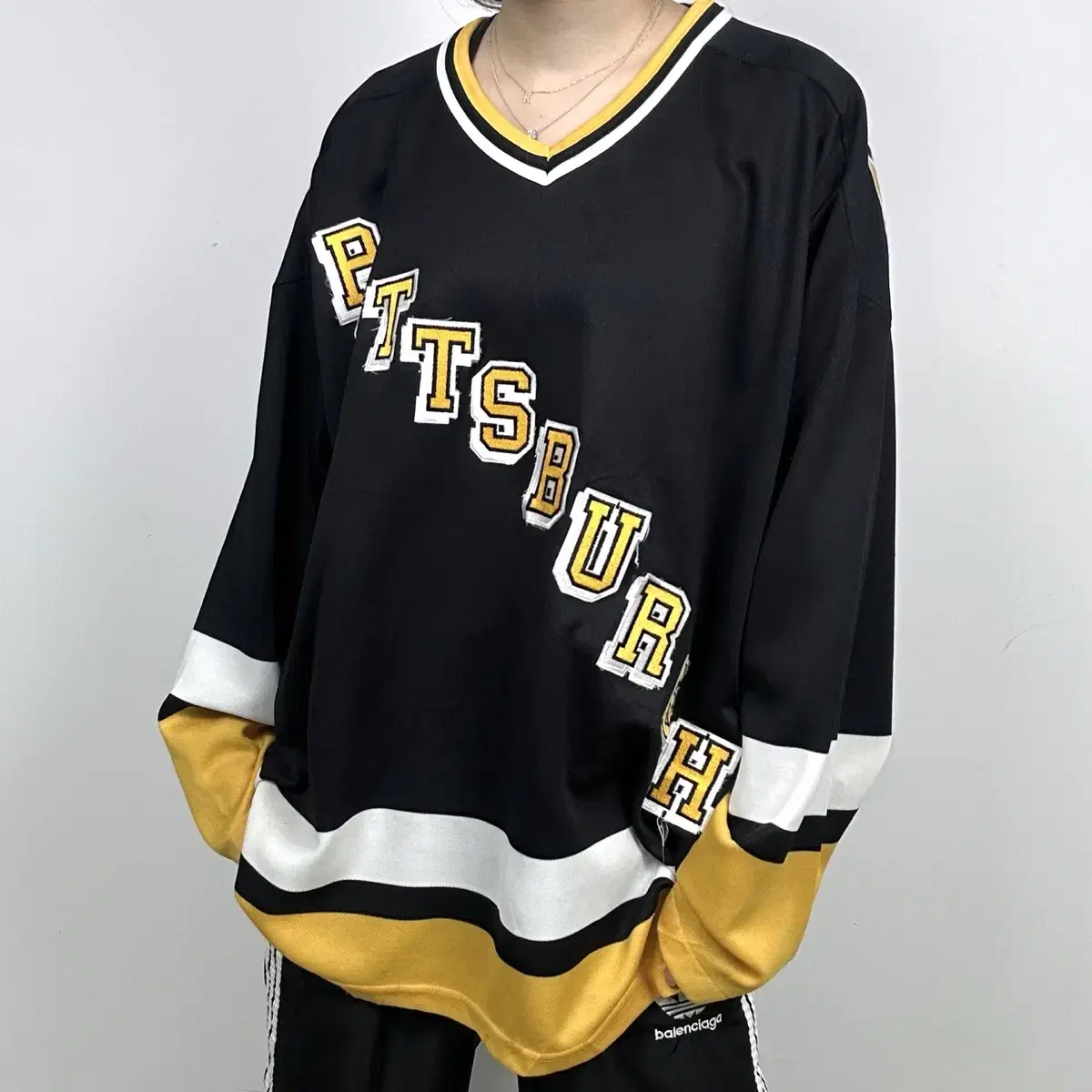 (Free Shipping) 90-00s CCM NHL Pittsburgh Blockcore Hockey Jersey