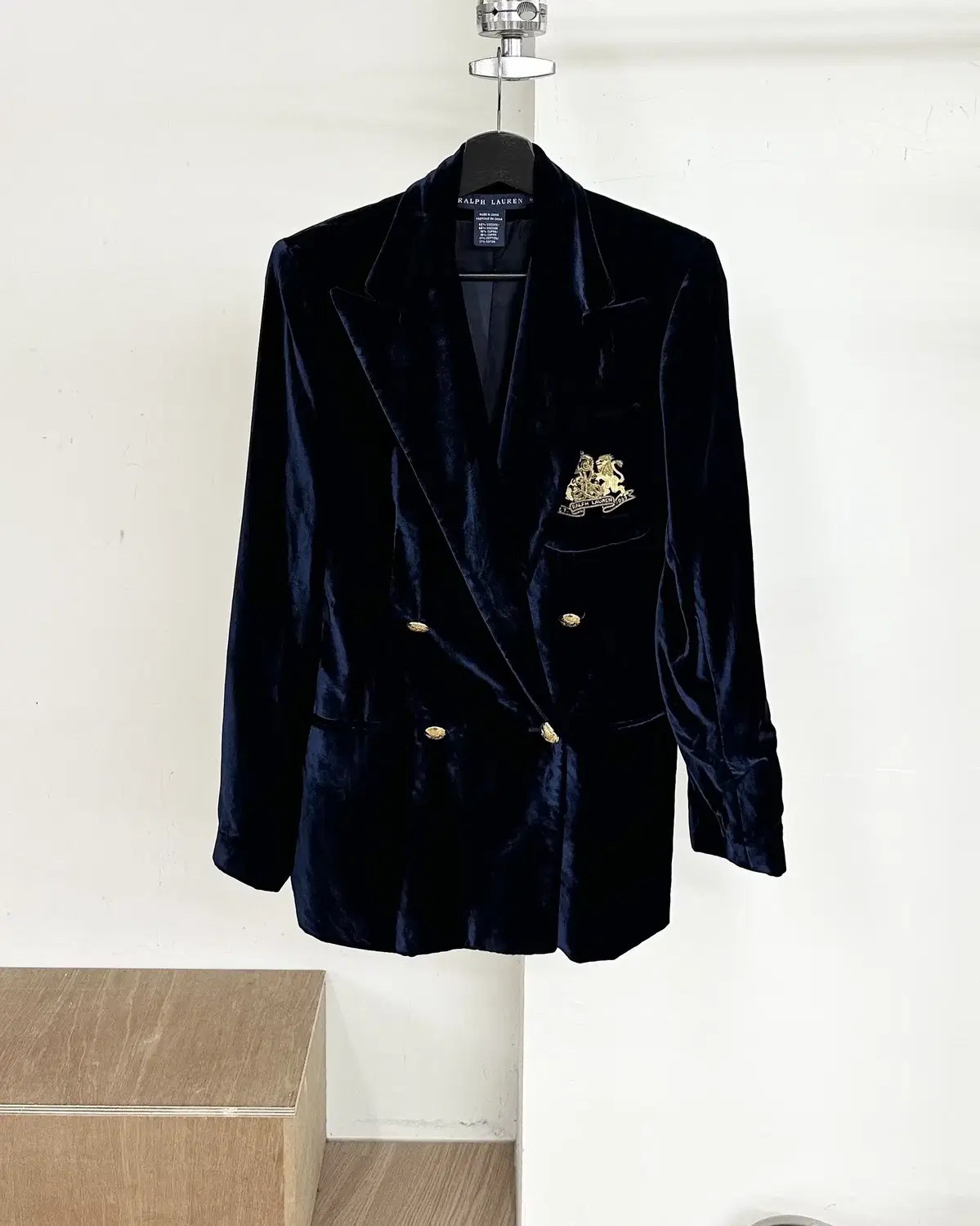 Polo Ralph Lauren Navy velvet and viscose double-blazer jacket