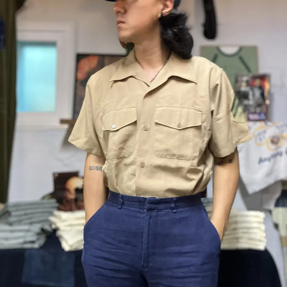 70s U.S Army 오피서 셔츠 L (16-16 1/2)