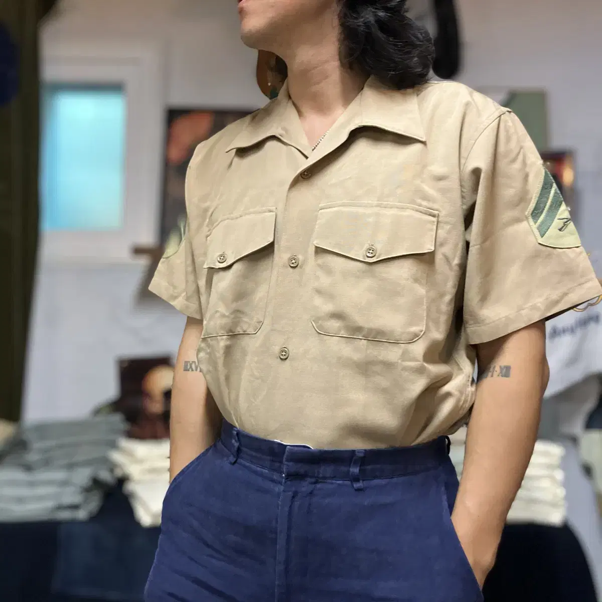 70s U.S Army 오피서 셔츠 L (16-16 1/2)