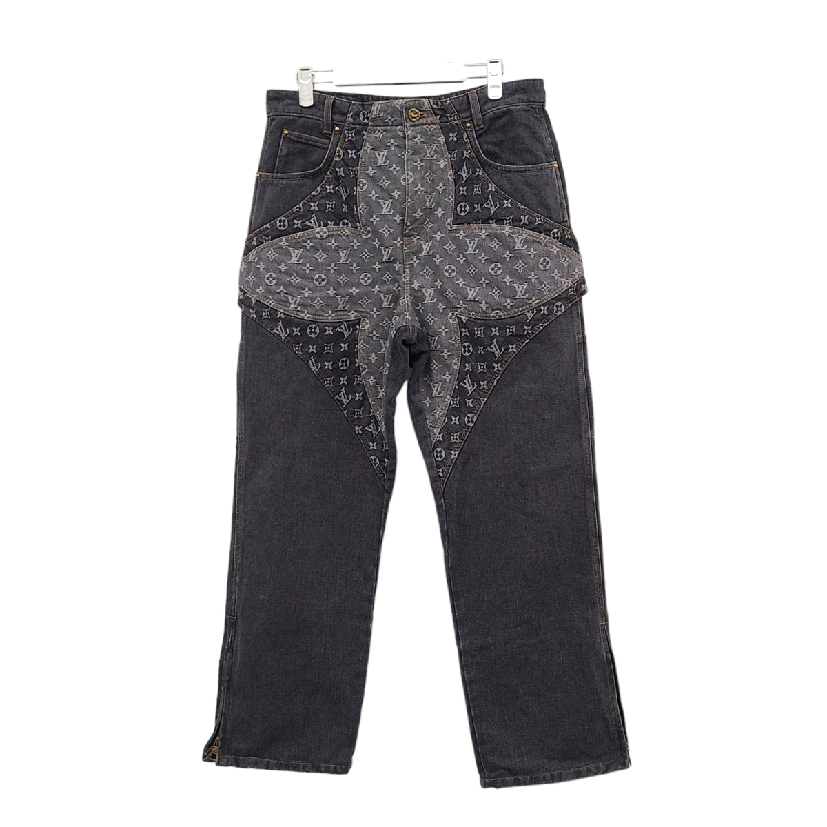 [33] Unused Louis Vuitton Monogram Flower Denim Pants LOA072503